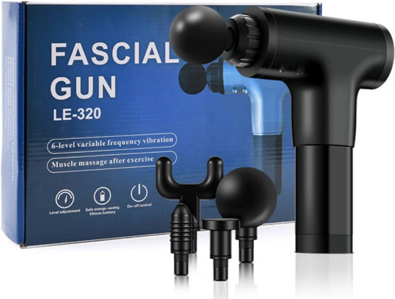 Портативний м'язовий масажер Fascial Gun KH-320 з 4 насадками акумуляторний 2780 фото
