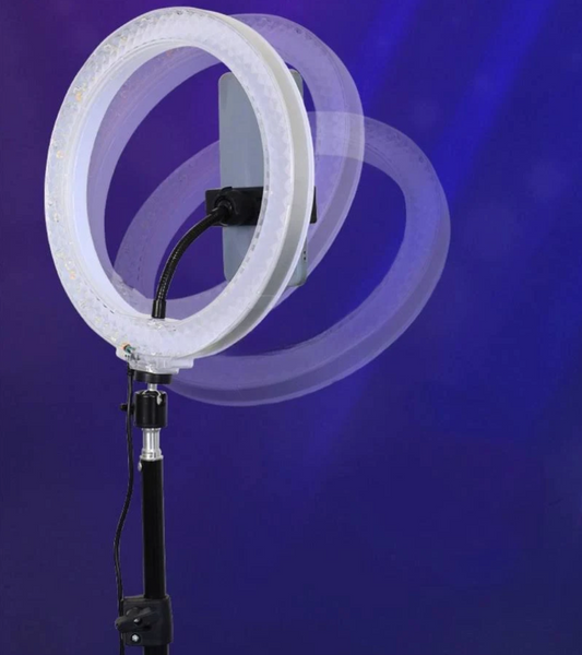 Кільцева LED лампа 30 см з тримачем для телефону та регулюванням яскравості 26043 фото